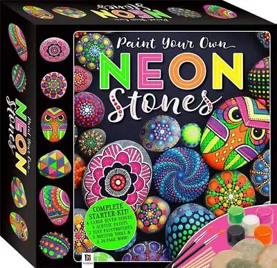 Paint Your Own Neon Stones Rock Painting Kit Set Creative Kids Arts And Crafts • £8.99