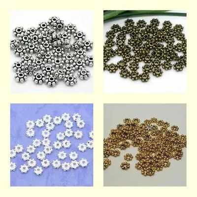 £2.69 • Buy 4mm Daisy Flower Spacer Beads Tibetan Silver Gold Bronze Copper