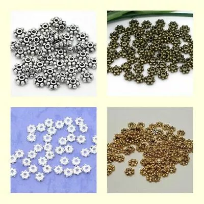 4mm Daisy Flower Spacer Beads Tibetan Silver Gold Bronze Copper • £3.99