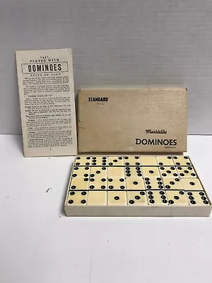 Vintage Puremco Marblelike Standard Dominoes 616 Ivory USA • $48.95