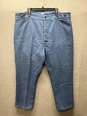 Frontier Classics Blue Jeans Blue Denim Suspender Button Pants Size 42x27 • $39.87