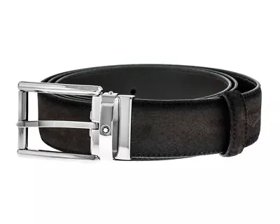 Montblanc Rectangular Shiny Palladium-Coated Pin Buckle Brown Belt 116720 • $255