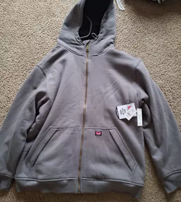 Wrangler Workwear Full Zip Sherpa Lined Water Repel Hoodie Gray 2XL • $40