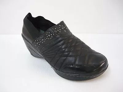 J-41 Adventure Quilted Rhinestone Clogs Black Wedge Loafers Size 8.5-9 (9.75 ) • $46.99