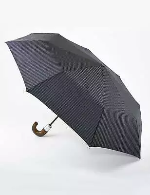 Fulton Umbrellas Chelsea 2 Folding Umbrella - City Stripe Navy/Cloud • £30