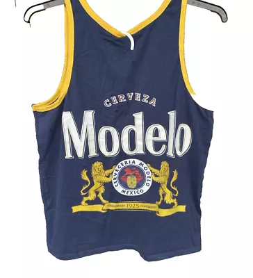 Modelo Tank Top Mens XL Blue Mexican Beer Cerveza Muscle Shirt Double Sided Logo • $14.98