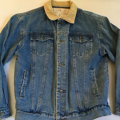 Vintage Sam & Libby Denim Jean Trucker Jacket Corduroy Collar Blanket Lined M • $49