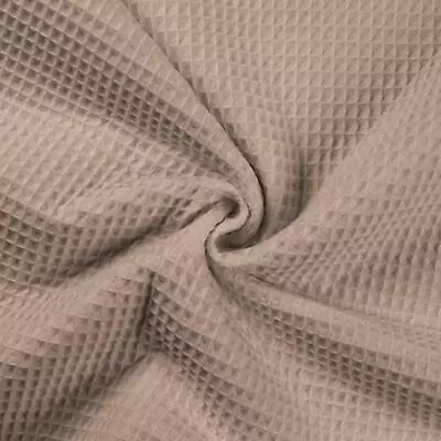 100% Cotton WAFFLE Honeycomb Pique Fabric Material TAUPE • £1.99