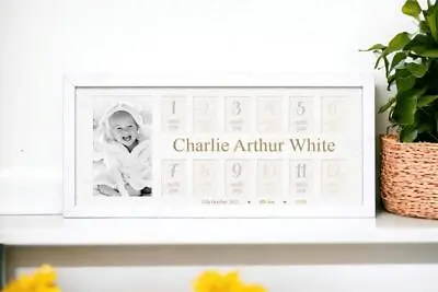 Personalised Baby My First Year Photo Frame 12 Months Birth Details C17-12-3 • £19.99