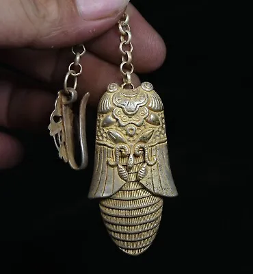 Miao Silver Feng Shui Cicada Pendant Amulet Necklace Decoration Rare Old Chinese • $26.03