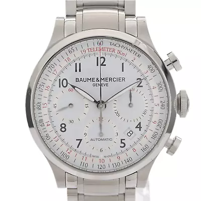 Baume & Mercier Capeland Chronograph 65726 White Dial 42mm Men's Watch B+P • $1299.99