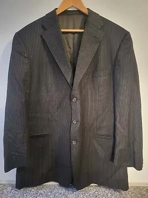 Versace Collection Men's 44R US 58R EU Brown Pinstriped Wool 3 Button Blazer • $89