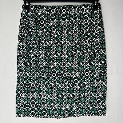 J.Crew Pencil Skirt Womens 10 Geometric Pattern Green Navy Pale Pink Lined • $29.97