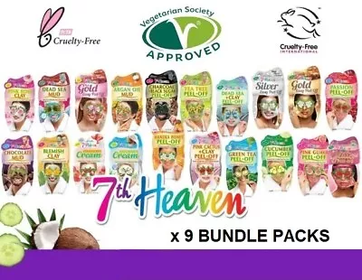 7TH HEAVEN FACE PACK PEEL OFF MASK LADIES FACIAL TREATMENTS CLEANSING  X9 OFFER • £8.99