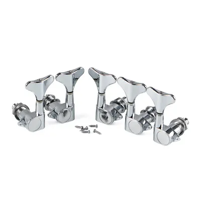 FLEOR Set 5-String Bass Tuners Tuning Pegs 2x3 Sealed Machine Heads Silver • $22.55