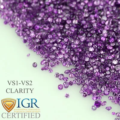 CERTIFIED Round Fancy Purple Color VS 100% Loose Natural Diamond Wholesale Lot • $16