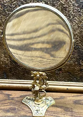 RARE Vintage Matson Gold Ormolu Bird & Dogwood Vanity Makeup Mirror • $124.99