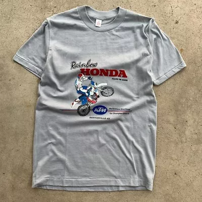 Vintage 70s 80s Rainbow Honda Motocross Racing KTM T Shirt Size L • £76.01