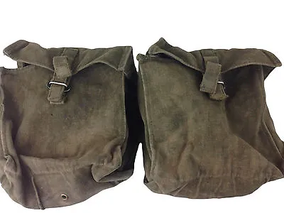British 58 Pattern Cotton Webbing Double Kidney Pouch Set Olive Drab Green Used • £11.75