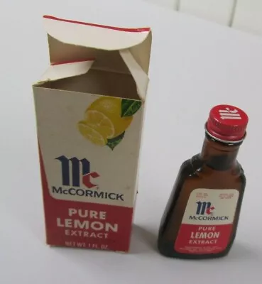 Vintage McCormick Spice Pure Lemon Extract Full Bottle 31 Cent Box Baltimore MD • $9.95