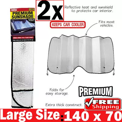 2x Large Car Sunshade Front Window Visor Sun Shade Reflective UV Car Sun Shade • $19.99