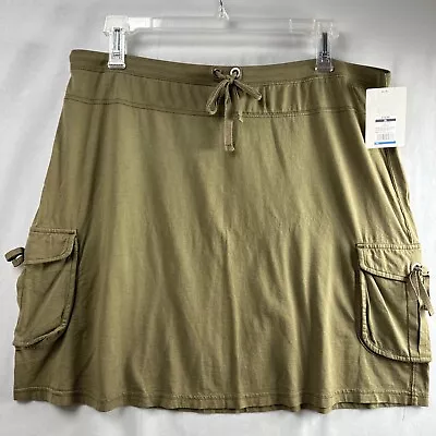 Merona Skirt Womens XL Army Green Pockets Cotton Stretch Drawstring Knit NEW • $11.90
