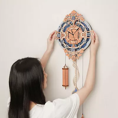 ROKR 3D Puzzles For Adults Vintage Wooden Pendulum Romantic Note Wall Clock Gift • £59.99