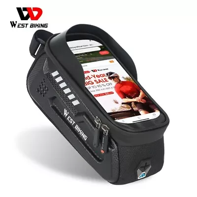 WEST BIKING Waterproof Bike Front Frame Top Tube Bag Cycling Phone Case Bag 1.8L • $17.97