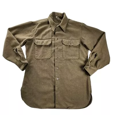 Vintage US Military Army Combat Field Shirt Wool Button Up Brown Green Militaria • $46.74