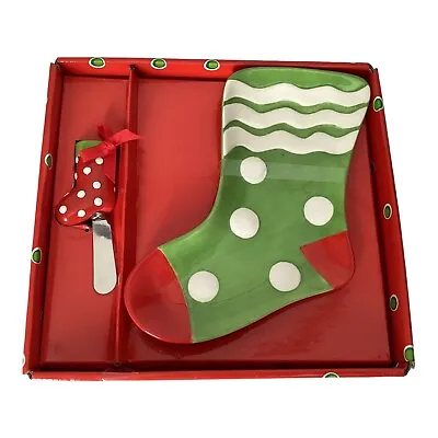 Mud Pie Stocking Shaped Cheese Plate And Spreader • $16.80