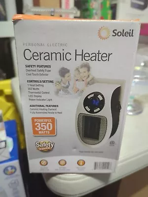 Soleil Electric 350W Personal Ceramic Heater:Powerfulsafe CoolTouch OuterWHITE • $17.84