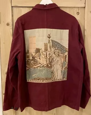 SS18 Supreme NY Tapestry Denim Chore Coat Size L Large Jacket Maroon • $505.30