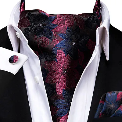 £9.99 • Buy Gold Paisley Mens Silk Ascot Cravat Tie Formal Scarf Handkerchief Cufflinks Set