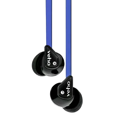 VEHO 360 Z-1 Stereo Noise Isolating Earbuds Earphones VEP-003-360Z1-N BLUE • £4.50