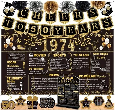 50th Birthday Decorations For Men Women16PCS Back In 1974 Banner Vintage 1974 • $11.50