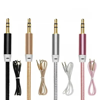 3.5mm Aux Cable Jack Audio Cable Male To Male Shielded Headphone Lead Stereo • £2.70