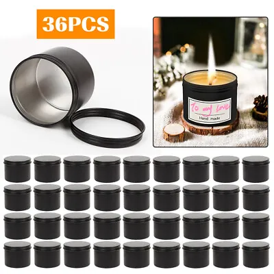 36PCS Black Candle Making Tins 100ml Empty Storage Jars With Screw Lids Gift UK • £20.99