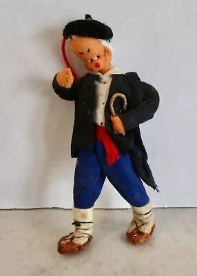 Vintage Cloth Felt Dollhouse Doll 5 Inch German ? Man Cloth Umbrella Hat Figure • $24.99