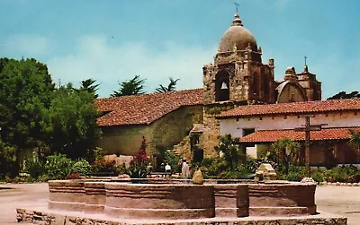 Postcard CA Mission Carmel California Fountain Chrome Vintage PC F2092 • $2