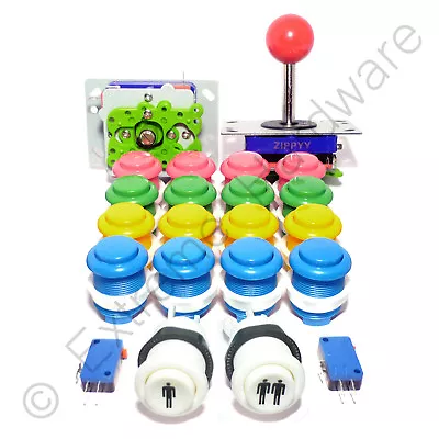 2 Player Arcade Control Kit - 2 Ball Top Joysticks & 18 Buttons - MAME JAMMA • £32.99