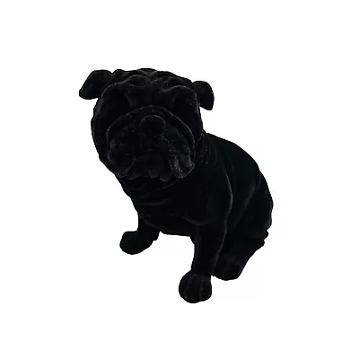 Vintage Flocked Black Pug Dog Coin Piggy Bank With Plug- Fuzzy • $21.95