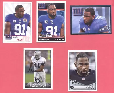 2011-2015 Panini JUSTIN TUCK New York Giants Oakland Raiders 5-Card Sticker Lot • $2