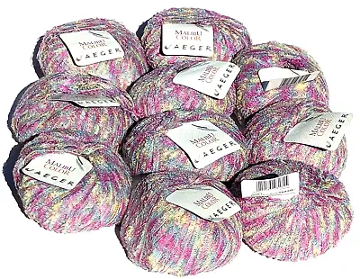 Lot Of 10 Balls Ruffly Loop Jaeger Malibu Yarn Cotton Blend Floral Texture Italy • $28.99