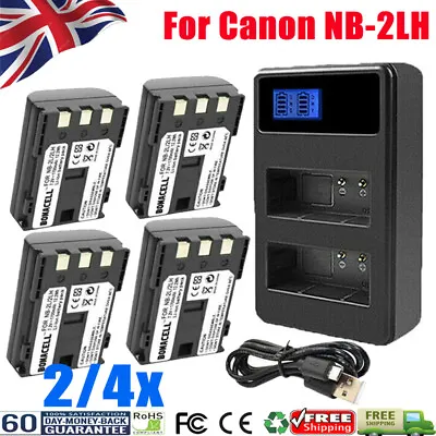 2/4 Pack NB-2L Li-ion Battery +Charger For Canon NB-2LH EOS 350D 400D S30 S40 G7 • £34.99