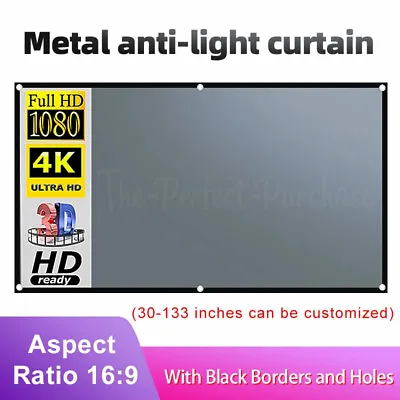 16:9 HQ Anti Light / Reflection Curtain Screen For Home Outdoor Office HD 4K 3D • $18