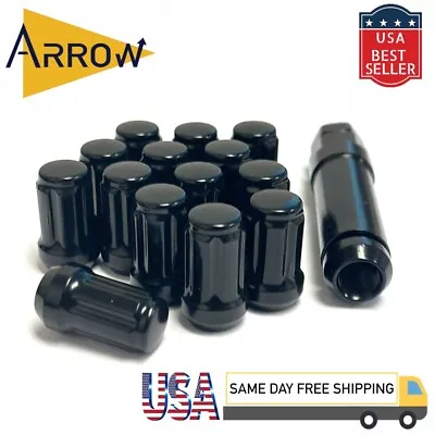 20x Black 1/2-20 Spline Tuner Style Lug Nuts And Key Fit Ford Models • $19.31