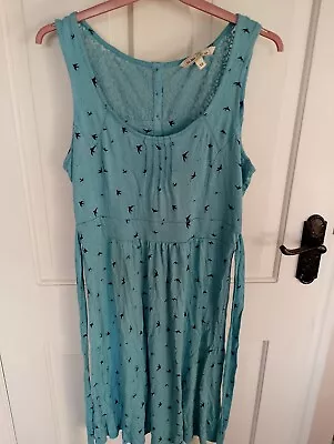 Turquoise Summer Dress With Bird Detail - Size 12 • £3.99