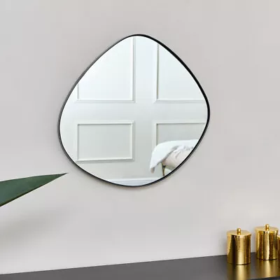 £72.95 • Buy Black Asymmetrical Pebble Wall Mirror Mid Century Modern Round Minimalist Decor