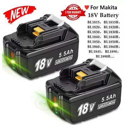 2X For Makita 18V Battery BL1860B 5.0Ah BL1850B 18Volt Lithium-ion LXT BL1830 UK • £28.99