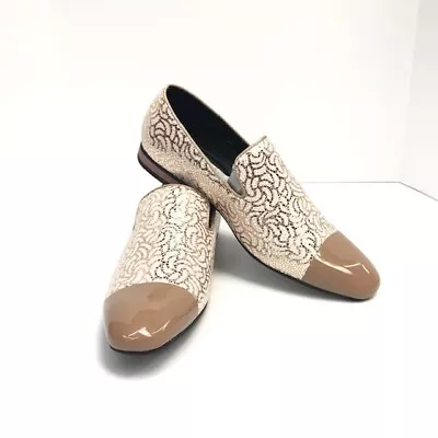 Amali Men's Metallic Smoking Texture Slip On Shoes Taupe Flesh Loafers 7.5 - 9.5 • $69.99